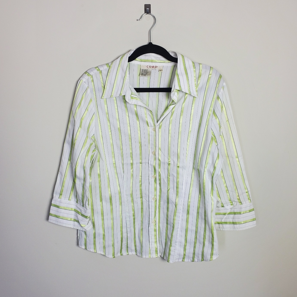 Como Striped Button Down Top